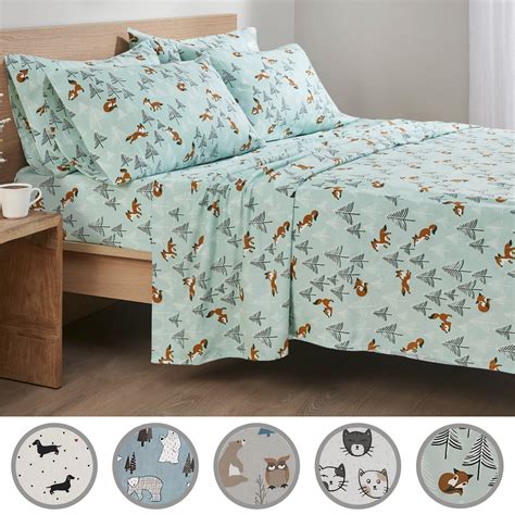 Comfort Spaces Full Size Sheet Set 4 Piece Cotton Flannel Deep Pocket