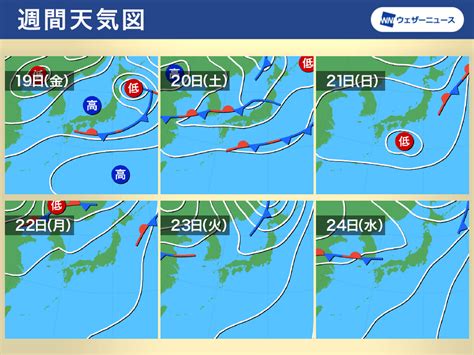 週間天気予報 短い周期で天気が変化、週末や来週中頃は広く雨も 8月19日金～24日土 ウェザーニュース