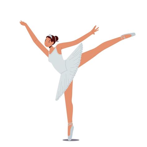 Premium Vector Girl Ballerina Practicing Dance Isolated On White