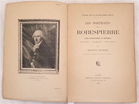 LES PORTRAITS DE ROBESPIERRE ETUDE ICONOGRAPHIQUE ET HISTORIQUE