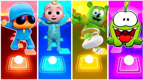 Pocoyo Vs Cocomelon Vs Gummy Bear Vs Om Nom Tiles Hop Edm Rush Youtube