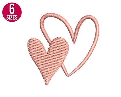 Two Hearts Embroidery Design Mini Heart Shape Love Valentines Day Machine Embroidery File