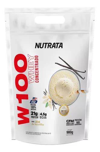 Lançamento Whey Concetrado W100 Refil 900g Sabores Nutrata Frete Grátis