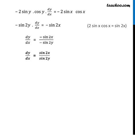 Ex 5 3 8 Find Dy Dx In Sin2 X Cos2 Y 1 Class 12