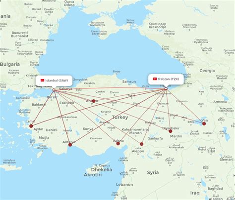 All Flight Routes From Trabzon To Istanbul TZX To SAW Flight Routes