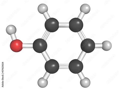 Molecular model of phenol Stock Illustration | Adobe Stock