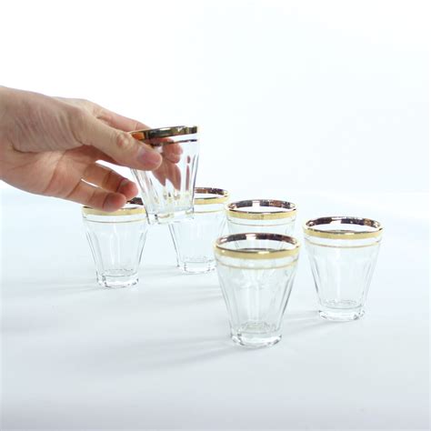 Vintage Gold Rim Drinking Glasses, Czechoslovakia, 1960s, Set of 6 for sale at Pamono