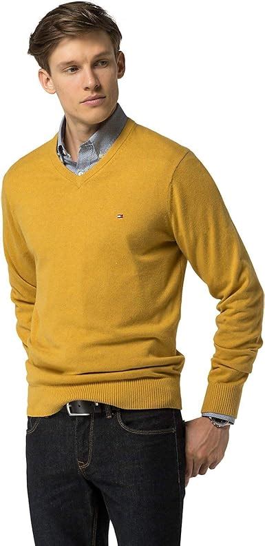 Tommy Hilfiger Mens Pima Cotton Cashmere V Neck Sweater Yellow At