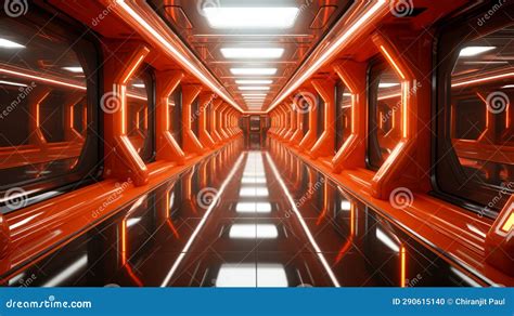 3d Render Interior Futuristic Hallway Stock Illustration Illustration