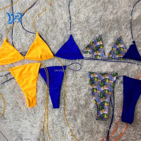Yanyi Bikini Micro Bikini Set Floral Mujer Traje De Ba O Tanga Traje De Ba O Sexy Open Lady