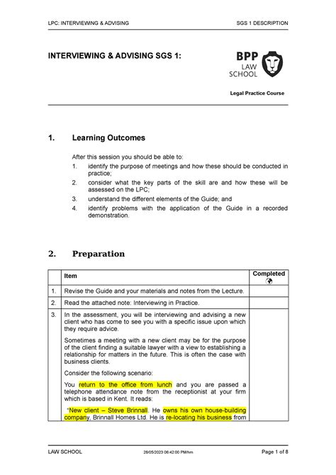 Interviewing SGS 1 Description LPC INTERVIEWING ADVISING SGS 1
