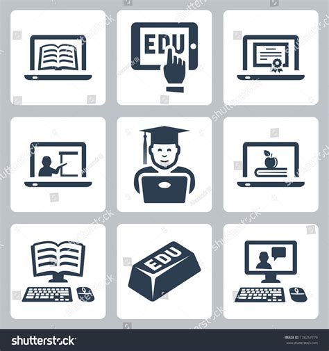 Vector Online Education Icons Set Stock Vector Royalty Free 178257779