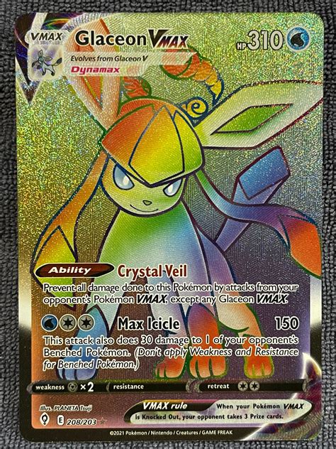 Glaceon VMAX 208 203 RAINBOW RARE Pokemon TCG Evolving Skies NM Values