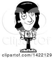 Cartoon Black And White Lineart Doodled Metal Head Guy Walking Posters