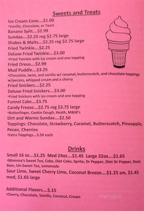 Menu Of Spurlocks Malt Shop In Anna Tx 75409