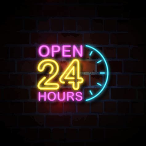 Premium Vector Open 24 Hours Neon Sign Illustration