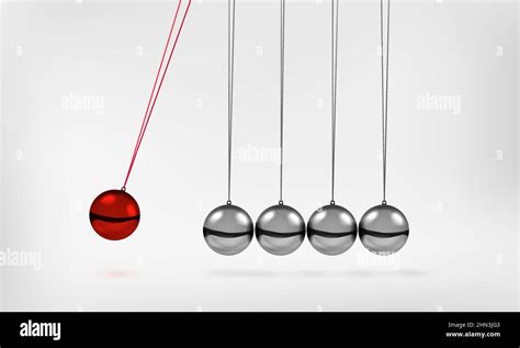 Newton S Cradle Pendulum With Swinging Spheres Red Metal Ball D