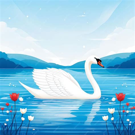 Premium Vector | Illustration of a white swan in the lake illustration ...