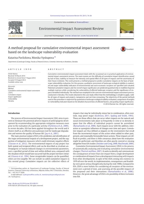 Pdf A Method Proposal For Cumulative Environmental Impact Assessment