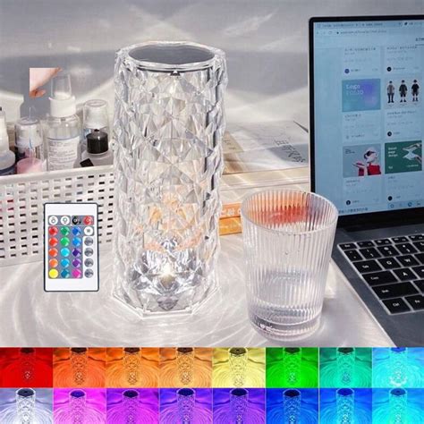 Buy Led Crystal Table Lamp Rose Light Projector Colors Touch