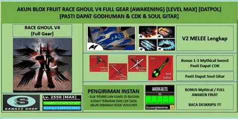 Blox Fruit Race Ghoul V4 Full Gear (Awakening) (Godhuman CDK Soul ...