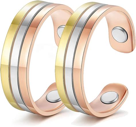 Vicmag 2PCS Copper Magnetic Adjustable Rings For Women Men Arthritis