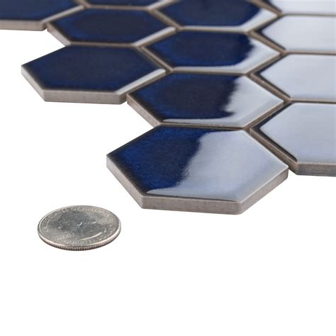 Tribeca Hex Glossy Cobalt In X In Porcelain Mosaic