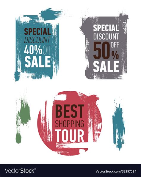 Grunge modern sale stickers flat labels Royalty Free Vector