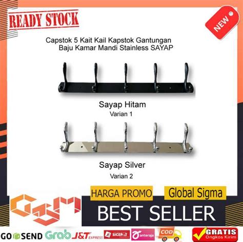 Promo Capstok 5 Kait Kail Kapstok Gantungan Baju Kamar Mandi Stainless