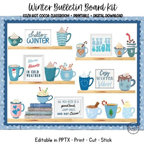 Winter Bulletin Board Kit Hot Cocoa Theme Warm Winter Classroom Decor