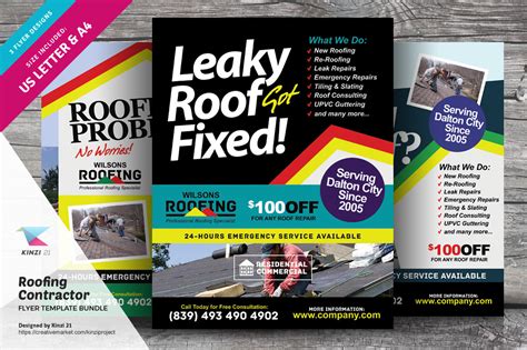 Roofing Contractor Flyer Bundle ~ Flyer Templates ~ Creative Market