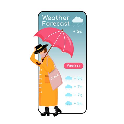 Weather forecast cartoon smartphone vector app screen 2981925 Vector