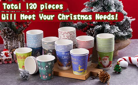 Amazon 120 Pcs Christmas Disposable Paper Cups 9oz Coffee Cup Tea