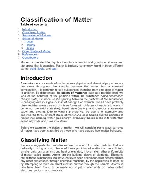 Classification of Matter | PDF | Mixture | Gases