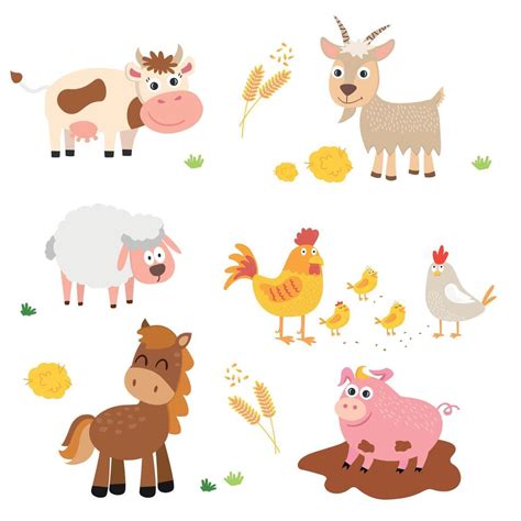 farm animals  horse pig goat sheep chicken chickens rooster