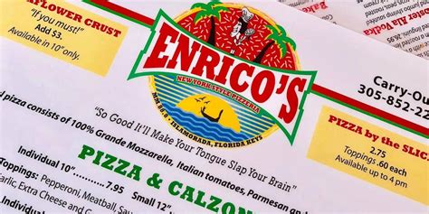 Menus | Enrico’s Pizzeria in Tavernier, FL