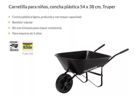 Carretilla Para Niños Kids Concha Plástica 54 X 38 Cm Truper