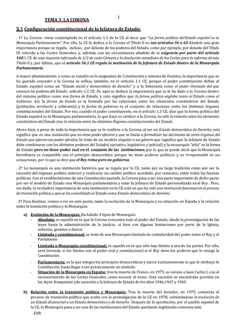 TEMA 3 consti TEMA 3 LA CORONA 3 ConfiguraciÛn constitucional de la