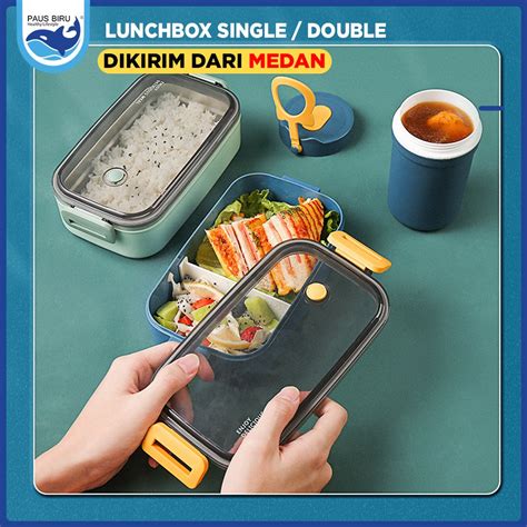 Jual Lunch Box Kotak Makan Kotak Bekal Single Double Layer Kapasitas