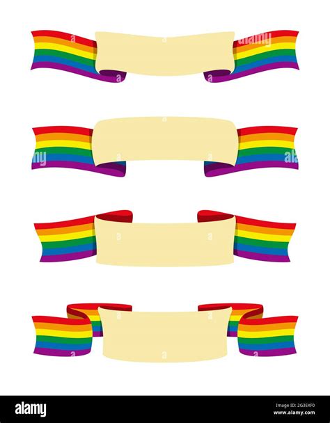 Four Style Ribbons Of Rainbow Flag Banner With Copy Space For Words For