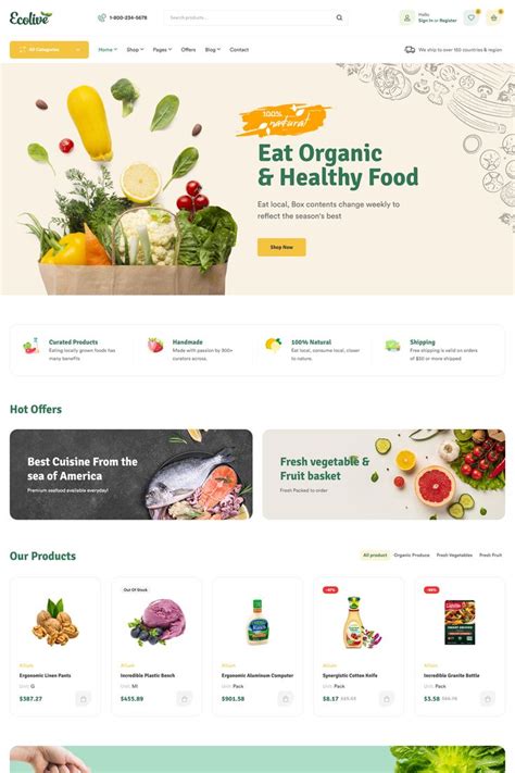 Ecolive Organic Food Woocommerce Wordpress Theme Food Website