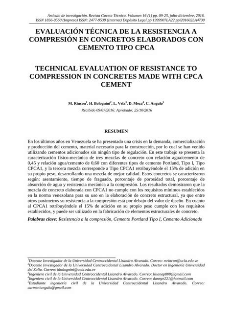 Pdf Evaluaci N T Cnica De La Resistencia A Compresi N En Fase I