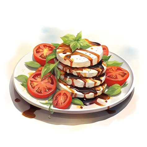 Premium AI Image Watercolor Of A Vibrant Plate Of Caprese Salad An