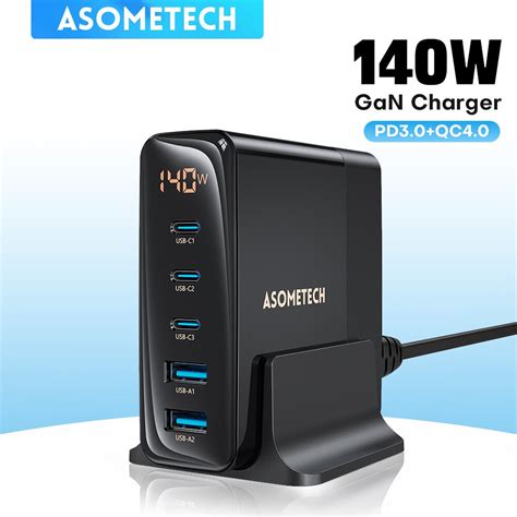 Asometech W Gan Charger Desktop Usb Charging Station Usb Ports Pd