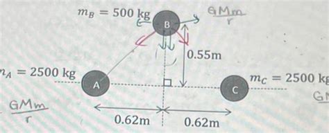 Solved Three Masses A B C Are Arranged As Shown In The Chegg