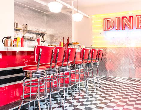 Vintage Diner Interior Stock Photo - Download Image Now - 1950-1959 ...