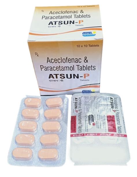 Atsun P Aceclofenac Paracetamol Tablets Treatment Used For Pain