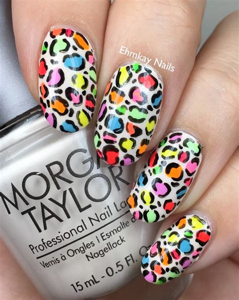 Ehmkay Nails 8th Blogging Anniversary Rainbow Neon Leopard Nail Art