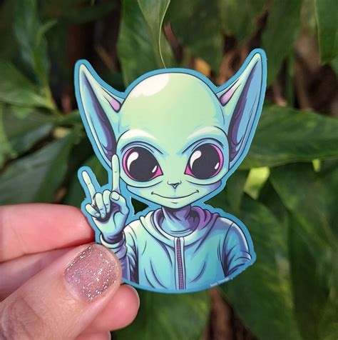 Peace Sign Alien Sticker - Etsy