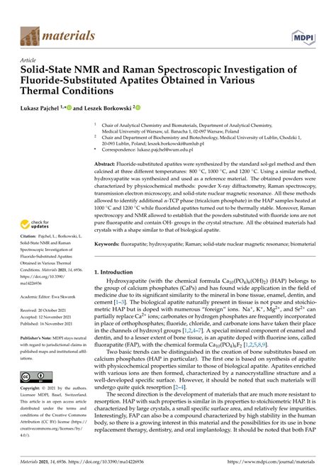 Pdf Solid State Nmr And Raman Spectroscopic Investigation Of Fluoride